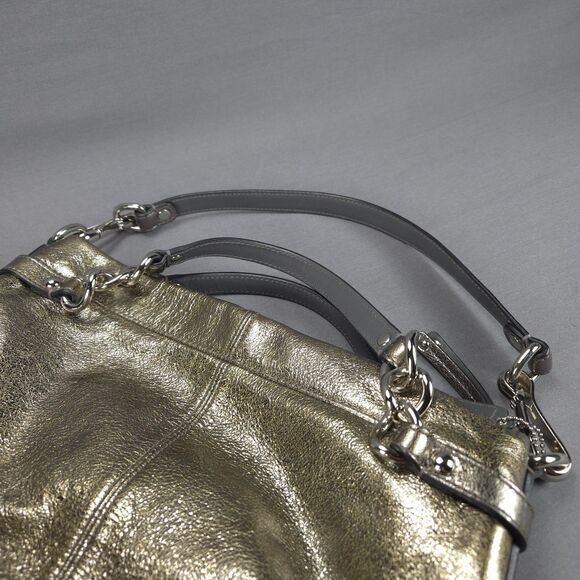 Coach Brooke Hobo Bag Metallic Gold Leather F17165 Slouchy Shoulder Purse Y2K - Picture 11 of 16